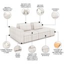 Ver imagem 3 de Sofá Ilha e Puff Sala Living 265cm Siesta M22 Bouclê Bege Claro - Mpozenato