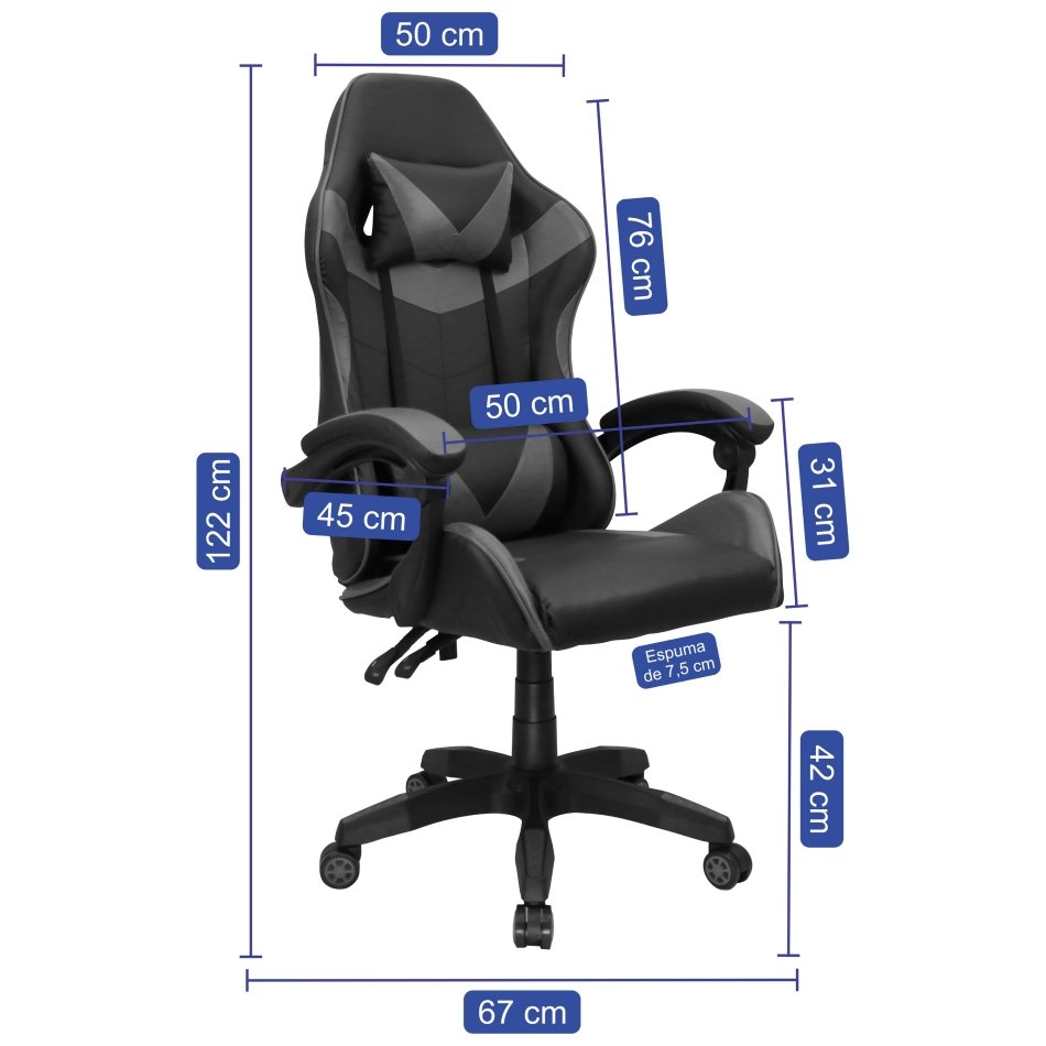 Cadeira Gamer Couro Giratória Tr-max - Azul - 6