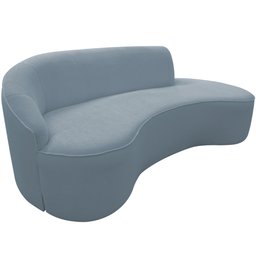 Sofá Curvo 2 Lugares 150cm Eron Braço Direito Bouclé Azul Claro - Nexta Casa - 1