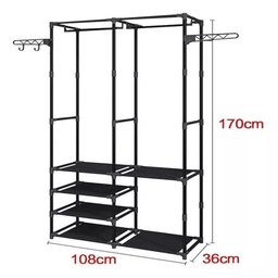Arara Guarda Roupas Dobravel com Cabideiro 6 Prateleiras Closet Sapateira Organizador - 5