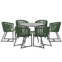 Ver imagem 1 de Mesa com 6 Cadeiras de Jantar Roma 120cm e Noronha em Alumínio Preto Corda Náutica Estofado 5 Trama