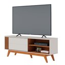 Ver imagem 1 de Rack Bancada Otawa Tv até 60 Polegadas Pés de Madeira Maciça Off White Matte/freijo