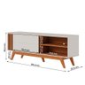 Rack Bancada Otawa Tv até 60 Polegadas Pés de Madeira Maciça Off White Matte/freijo - 4
