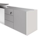 Ver imagem 6 de Mesa L Diretor com Armário Lateral 3 Gavetas 180cm Industrial Tampo Chanfrado Pés em Metal Executive