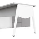 Ver mais imagens de Mesa L Diretor com Armário Lateral 3 Gavetas 180cm Industrial Tampo Chanfrado Pés em Metal Executive