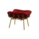 Ver mais imagens de Conjunto Decorativo Poltrona e Puff Abel Base de Madeira Dourada Veludo Vermelho - Gran Belo