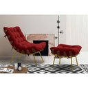 Ver imagem 6 de Conjunto Decorativo Poltrona e Puff Abel Base de Madeira Dourada Veludo Vermelho - Gran Belo