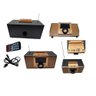 CAIXA DE SOM MADEIRA BLUETOOTH VINTAGE RELOGIO DIGITAL RADIO FM USB SD COMPLETA BIVOLT - 10
