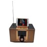 CAIXA DE SOM MADEIRA BLUETOOTH VINTAGE RELOGIO DIGITAL RADIO FM USB SD COMPLETA BIVOLT - 2