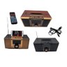 CAIXA DE SOM MADEIRA BLUETOOTH VINTAGE RELOGIO DIGITAL RADIO FM USB SD COMPLETA BIVOLT - 6