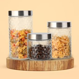 Conjunto 3 Potes Vidro Rattan Tampa Inox 800/1200/1700ml - 6