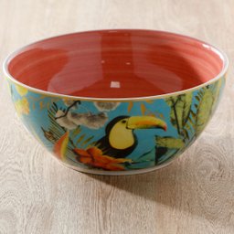 Saladeira Tigela Cerâmica 1745ml Selva Pássaro - 4