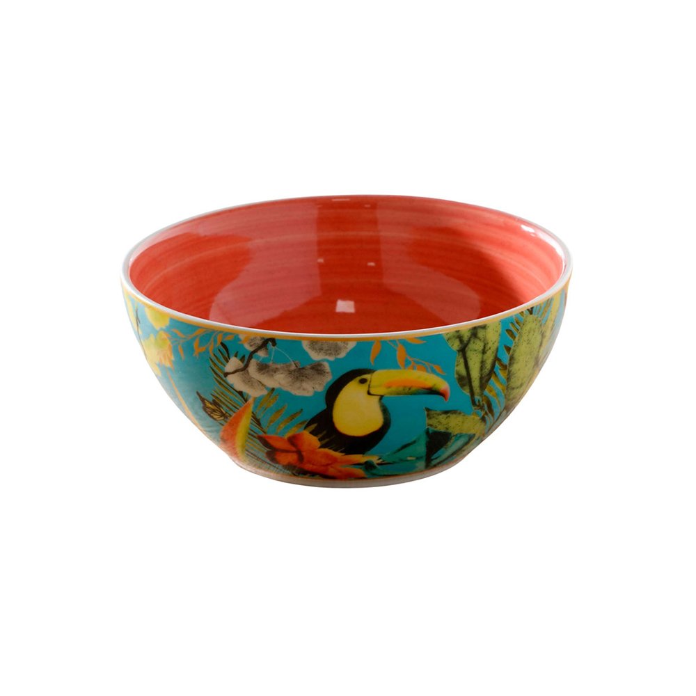 Saladeira Tigela Cerâmica 1745ml Selva Pássaro - 1