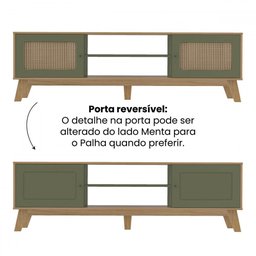 Rack com Painel para Tv até 75 Polegadas Tauari C/ Suporte para Tv 2 Portas Carvalho/menta - Pnr Móv - 5