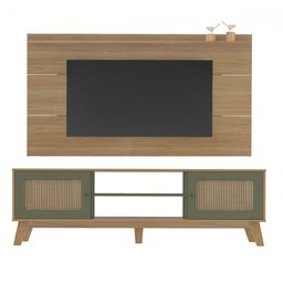 Rack com Painel para Tv até 75 Polegadas Tauari C/ Suporte para Tv 2 Portas Carvalho/menta - Pnr Móv - 2
