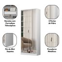 Ver imagem 4 de Sapateira Armário Multiuso 2 Portas 71cm MDF-MDP Branco com Espelho Prestige Demóbile