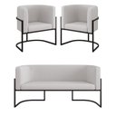 Ver imagem 1 de Kit 2 Poltronas + Sofá 2 Lugares Base de Metal Black Veludo Cor:bege