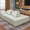 Ver imagem 2 de Sofá Ilha com Puff para Sala Living 265cm Amber M03 Bouclê Bege Claro - Lyam Decor