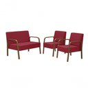 Ver imagem 1 de Conjunto Jade 2 Poltronas de 1 Lugar e 1 Poltrona de 2 Lugares Braço Madeira Dsalla Suede