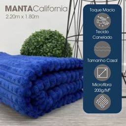 Cobertor Manta Casal Soft Canelada 2,20m X 1,80m Califórnia Cor Azul - 2