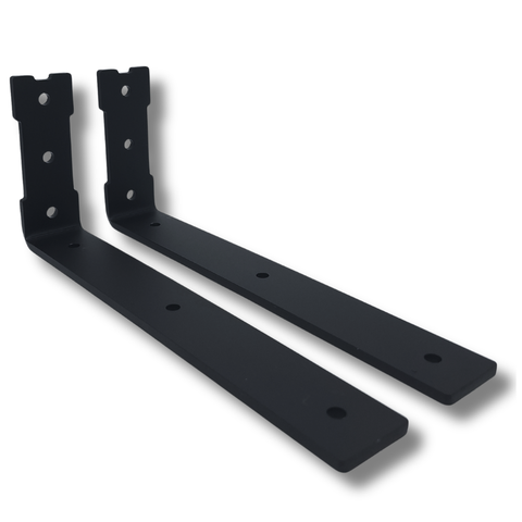 Par Mão Francesa em L Aço Alta Resistência 25cm para Prateleira Fixação de Parede Preto