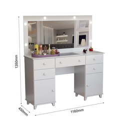 Penteadeira Camarim 5 Gavetas 2 Portas com Espelho e Led - 6 Penteadeira Camarim 5 Gavetas 2 Portas com Espelho e Led - 6