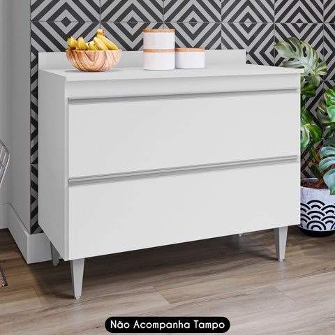 Balcão de Cozinha para Pia 100cm sem Tampo Julia M24 Branco - Mpozenato