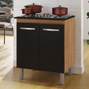Ver imagem 2 de Balcão para Cooktop Jady 70cm 02 Portas com Tampo Recortado Savana Preto - Desk Design