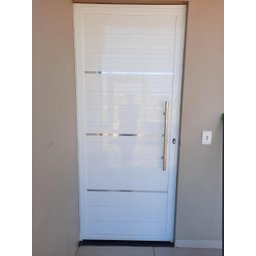 Porta de Alumínio Lambri Simples 210x80 C/ Puxador Completa! - 1