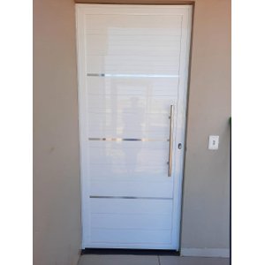 Porta de Alumínio Lambri Simples 210x80 C/ Puxador Completa!