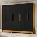 Ver imagem 4 de Guarda Roupa Casal Fortaleza 8 Portas 4 Gavetas Carvalho Americano Preto Tx - Incorplac
