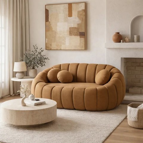 Namoradeira Concha Decorativa 190cm Sala Suede:cappuccino/liso