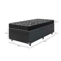 Cama Box Baú Solteiro + Colchão Espuma D20 - 56x88x188cm - E-shop Casa - Couro Preto - 4