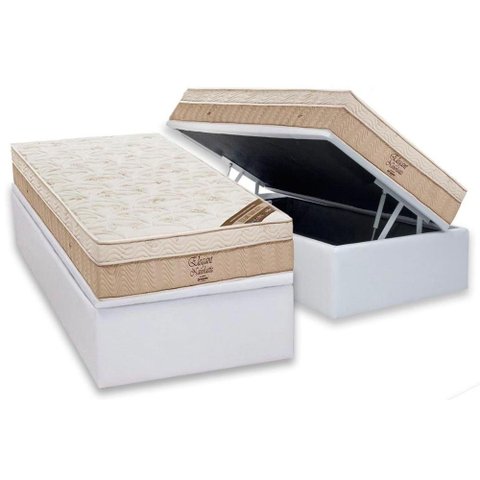 Cama Box Baú Solteiro: Colchão Molas Bonnel Ortobom Nanolastic Elegant + Base Crc Courano White(
