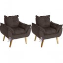 Ver imagem 5 de Kit 02 Poltrona Decorativa Opala e Puff Opala Marrom com Fibra de Silicone e Pés Quadrado Smf Decor