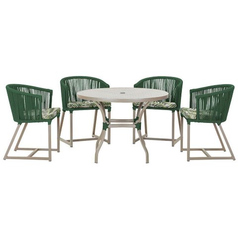 Mesa com 4 Cadeiras e Noronha Estofado 5 Trama Original Verde
