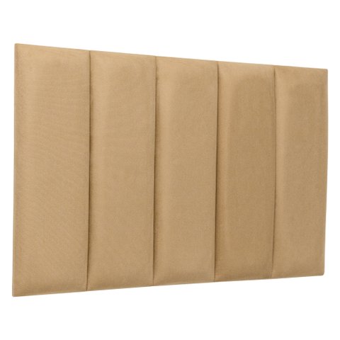 Cabeceira Solteiro Veludo Bege Placa Modulada Estofada Ripada Adesiva