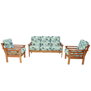 CONJUNTO DE SOFÁ 3 LUGARES E POLTRONAS EM MADEIRA