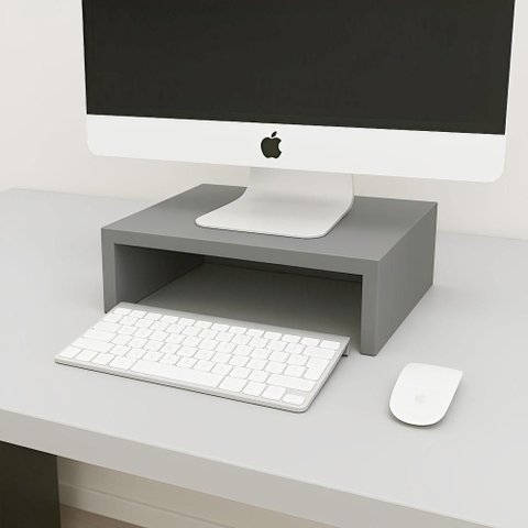 Suporte para Monitor de Mesa MDF 30cm Cinza Sagrado F5 Office