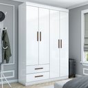 Ver imagem 1 de Guarda-roupa Solteiro Genova 4 Portas 2 Gavetas Branco - Carioca Móveis