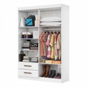 Ver imagem 3 de Guarda-roupa Solteiro Genova 4 Portas 2 Gavetas Branco - Carioca Móveis
