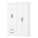 Ver imagem 2 de Guarda-roupa Solteiro Genova 4 Portas 2 Gavetas Branco - Carioca Móveis