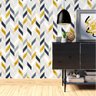 Papel de Parede Geomêtrico Zig Zag Azul e Dourado-60x300cm - 1