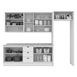 Cozinha Completa Americana 5 Peças com Lateral Cinza - Móveis Henn - 4