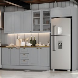 Cozinha Completa Americana 5 Peças com Lateral Cinza - Móveis Henn - 2