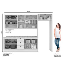 Cozinha Completa Americana 5 Peças com Lateral Cinza - Móveis Henn - 5