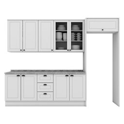 Cozinha Completa Americana 5 Peças com Lateral Cinza - Móveis Henn - 3