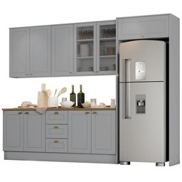 Cozinha Completa Americana 5 Peças com Lateral Cinza - Móveis Henn - 1