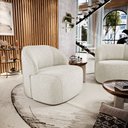 Ver mais imagens de Poltrona Decorativa Living Kaya Orgânica Linho Bege Claro - Desk Design