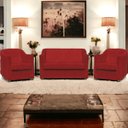Ver imagem 1 de Kit Namoradeira + 4 Poltronas Decorativas para Sala Mila Suede Cores Pé de Plastico Cromado